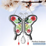 KY&BOSAM Suncatcher Butterfly Stained Glass Crystal Butterfly Suncatchers Ornament hangings for Windows Wind Chime with Pressed Flower Butterfly Embedded in Glass Mother`s Day Birthdays