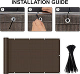 LOVE STORY 3'x6' Brown Balcony Screen Privacy Fence Cover UV Protection (HDPE) Weather-Resistant 3 FT Height Shield for Deck, Patio, Backyard, Outdoor Pool, Porch, Railing
