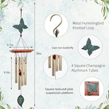 ASTARIN Cardinal Memorial Wind Chimes, Personalized 26" Small Metal Symphthy Wind Chime, Bereavement Gift for Loss of Loved One Father Mother, Dragonflie Damselflie Decor for Outside Patio Garden