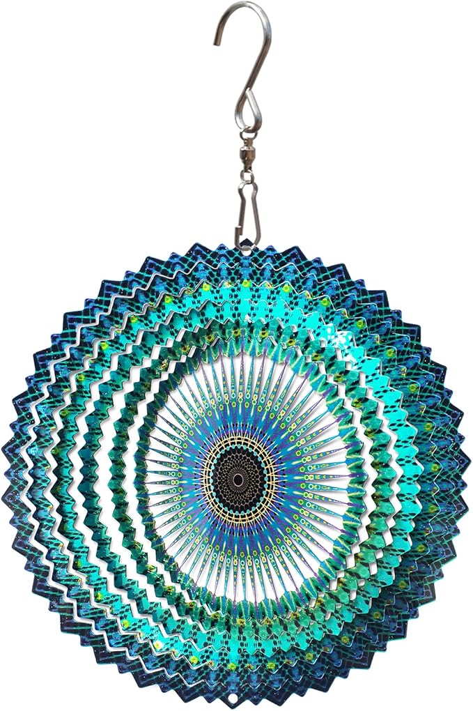 FONMY Stainless Steel Wind Spinner Mandala Starry Sky 6 inch 3D Stainless Steel Laser Cut Metal Art Geometric Pattern - Hanging Wind Spinner Kinetic Yard Art Decorations - Indoor/Outdoor Décor