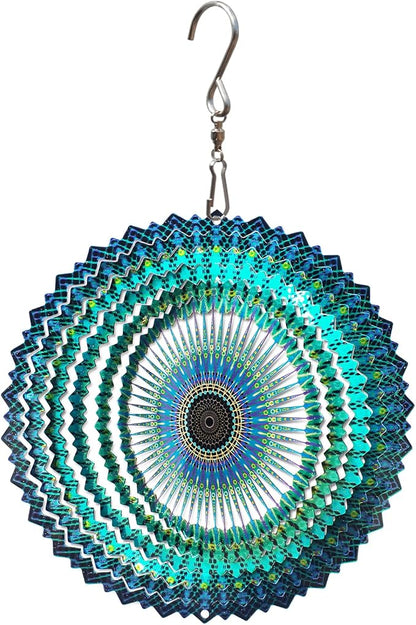 FONMY Stainless Steel Wind Spinner Mandala Starry Sky 6 inch 3D Stainless Steel Laser Cut Metal Art Geometric Pattern - Hanging Wind Spinner Kinetic Yard Art Decorations - Indoor/Outdoor Décor