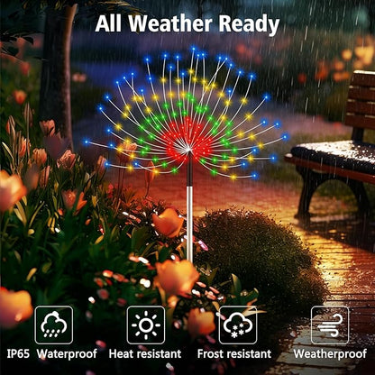 echosari Outdoor Solar Garden Lights, Total 6 Pack 720 LED Firework Light with 8 Modes IP65 Waterproof Solar Landscape Lights for Backyard Patio Pathway Lawn (Multicolor)