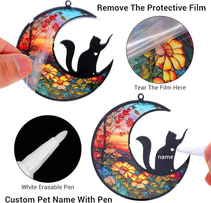 Cat Memorial Suncatcher Windows Memorial Ornament Pet Sympathy Gift for Loss of Cat Personalized Decorations Sun Catcher in Loving Memory for Loss Christmas Decor