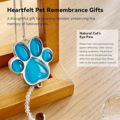 Dog Memorial Gifts for Loss of Dog, Pet Memorial Gifts for Dogs, Thoughtful Bereavement Remembrance Crystal Suncatcher with Sympathy Card (Lake Blue)