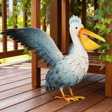 Ratuor Metal Pelican Garden Statue Outdoor Decor, Metal Yard Art Decoration Coastal Bird Garden Decor Lawn Ornament for Porch Patio