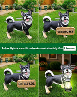 Black Husky Path Companion with Solar Lantern and Double-Sided Sign, Standing Husky Statue for Terrace, Walkway, Patio & Porch