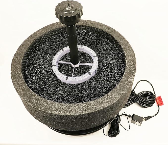 Custom Pro 5200 Floating Fountain Aerator with 5200 GPH Pump, 108 LED White Ring Light, 30 & 33 Foot Cords, Multi-Tier Nozzle, Telescoping Riser, Float & More