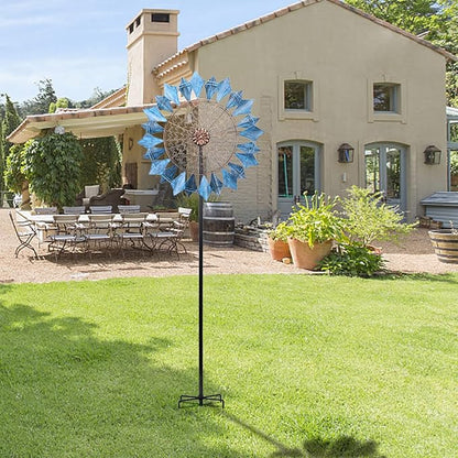 MUMTOP Wind Spinners Extra Large - 74 Inch 360 Degrees Swivel Azure Wind Sculpture Kinetic Windmill with Stake for Garden Yard Patio Lawn