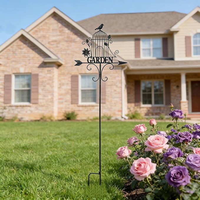Decorative Garden Stakes，Metal Garden Sign for Outdoor Lawn Backyard Porch Pathway Decor