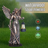 Solar Angel Garden Statue 12” Solar Outdoor Garden Angel Figurines for Outside Yard Art Patio Lawn Ornaments Angels Sculptures Gifts for Mom Grandma Women Collection Decorations
