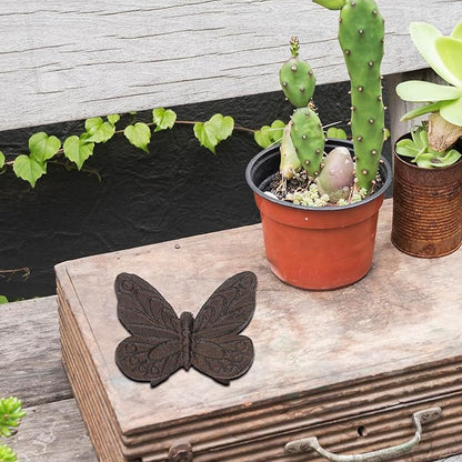 BRASSTAR Cast Iron Butterfly Statue Art Decor for Garden, Lawn, Yard, Patio, Farmhouse, Pond, Backyard, Office Desk Paper Weight Decoration 3.3''(L) Brown TQGJPT837