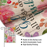 Artofy with God all Things are Possible Christian Home Decorative Garden Flag, Spring Summer Religious House Yard Outdoor Peony Flower, Inspirational Butterfly Outside Farmhouse Small Decor 12 x 18