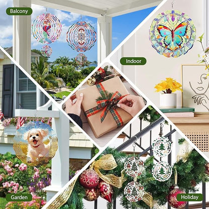 5 Pack Sublimation Wind Spinner Blanks, 10 Inch Double-sided Sublimation Metal Blank Bulk for Transfer DIY, Aluminum 3D Wind Spinner for Indoor Outdoor Porch Garden Yard Window Hanging Decor