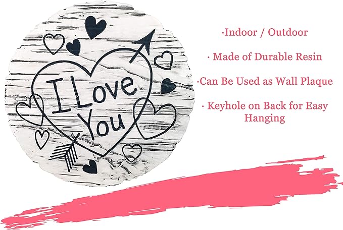 Spoontiques - Garden Décor - I Love You Stepping Stone - Decorative Stone for Garden