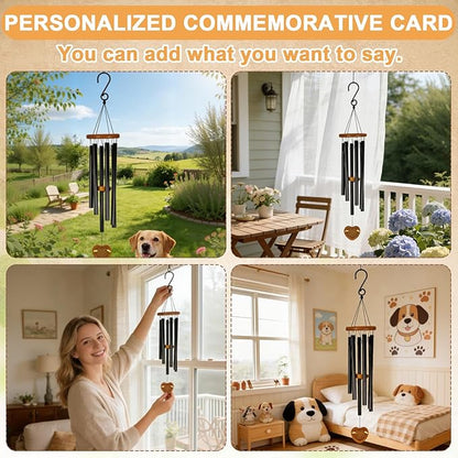Pet Memorial Wind Chimes Outdoor for Loss of Dog with Photo Frame Personalized Sympathy Wind Chime Sympathy Bereavement Gift in Memory for Pet Loss