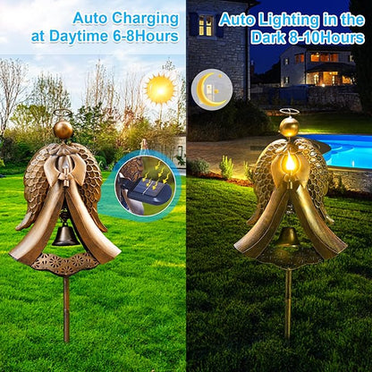 Homight Solar Metal Angel Stake Grave Decorations for Cemetery Perfect as Angel Remembrance & Sympathy cemetary Grave Decorations Gifts for Pets and Lost Love Ones (Angel Stake)