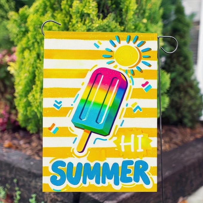 BlissYard Summer Garden Flags 12x18 Double Sided Summer Banner Beach Gardens Flag Bright Popsicle Sun Design Holiday Outside Decorations Yard Flags for Seasonal Decoration in Yard and Garden