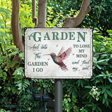 Bnesi Garden Signs for Outside Rustic Garden Home Outdoor Sign Decor Gift for Mothers Day, Grandmas Humming Bird Outside Sign Decoration Welcome Sign Patio Signs and Decor Outdoor (Pink, Plant)