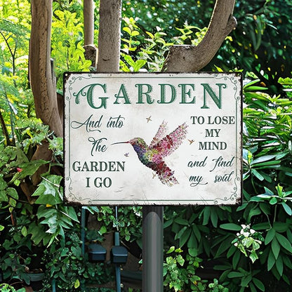 Bnesi Garden Signs for Outside Rustic Garden Home Outdoor Sign Decor Gift for Mothers Day, Grandmas Humming Bird Outside Sign Decoration Welcome Sign Patio Signs and Decor Outdoor (Pink, Plant)