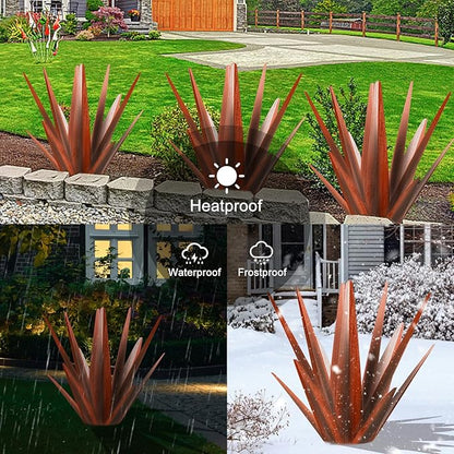 TOMBABY Enlarge Metal Plants Tequila Rustic Sculpture, Outdoor Patio Yard, Home Decor Hand Painted Agave Garden Statue, Outdoor Lawn Ornaments Yard Stakes for Mom Gift (1 Large coppery)