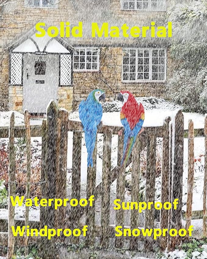 2Pcs Large Parrot Decor Outdoor Tiki Bar Decorations Realistic Parrot Statues for Outside Lifelike Bird Fake Macaw Sculptures Garden Patio Yard Law Tropical Tree Wall Decoration(Blue, Red)
