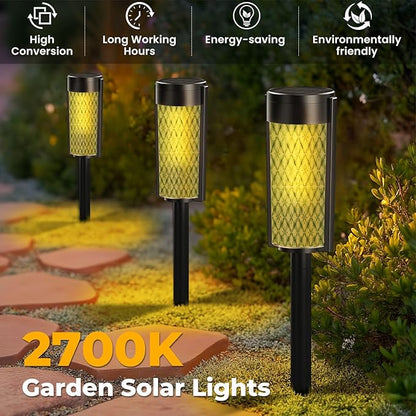8 Pack Solar Pathway Lights Outdoor Waterproof green marble vintage ceramic tiles Floral art design wall tiles floor Solar Garden Lights LED Landscape Lighting for Yard Walkway Lawn Garden Decor