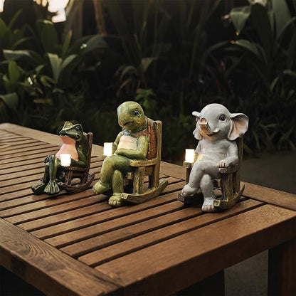 Solar Garden Statues Outdoor Decor,Turtle Figurine Solar Lights, Waterproof Solar Lantern for Balcony Patio Porch Lawn Yard Ornament Art - Gift Ideas for Gardening Grandma Women 5.51"x4.33"x3.15"