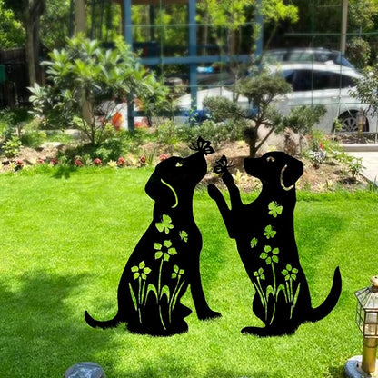 2 Pack Decorative Garden Stakes - 15" Rust-Resistant Metal Dog Silhouette Outdoor Decor, Corten Steel Labrador Yard Art with Easy Installation for Gardens, Patios & Walkways (Black Lab Design)