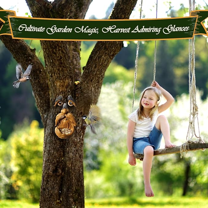 Playful Tree Faces Decor Outdoor (6.3" Tall), Whimsical Tree Decorations Outdoor for Gardens & Yards, Adding Personality to Nature for Your Lawn & Garden Ornaments (Small)