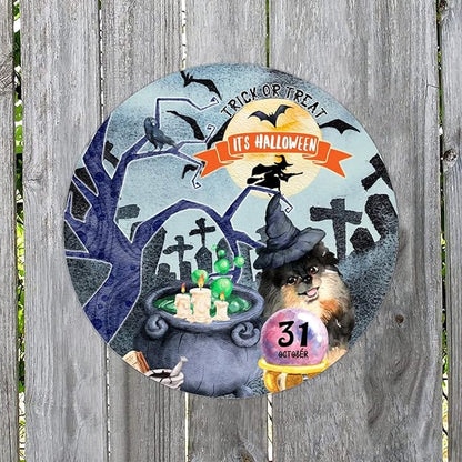 Retro Metal Sign 12"x12",Happy Halloween Scary Night Grave Witch Bats Trick Or Treat Dog Aluminum Tin Metal Sign for Home Living Room Bedroom Garden Farm Patio Decor Wall Art Poster