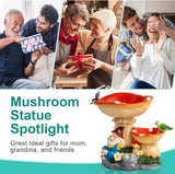 ZQQLITE Solar Gnome Statues Figurine Lights - Garden Lighting Outdoor Decorations, Gnome Sleeping Under Mushroom, Yard Art Lawn Ornaments for Porch Patio Balcony - Gnome Gifts for Women Mom