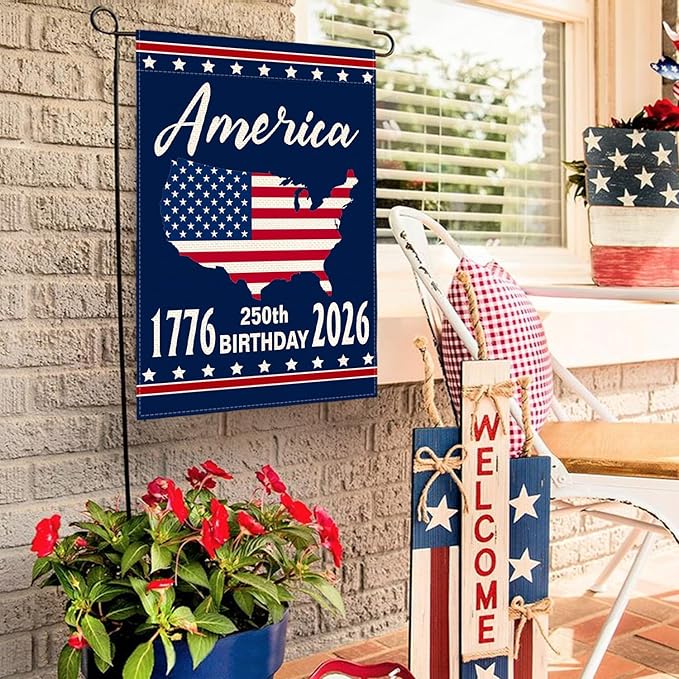 AVOIN colorlife 1776-2026 America 250th Anniversary Patriotic Garden Flag 12x18 Inch Double Sided Outside, 4th of July American 250 Years Yard Outdoor Decoration