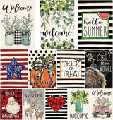 AVOIN colorlife Set of 12 Seasonal Holiday Garden Flag 12x18 Inch Double Sided Outside, Welcome Farmhouse Yard Outdoor Flag