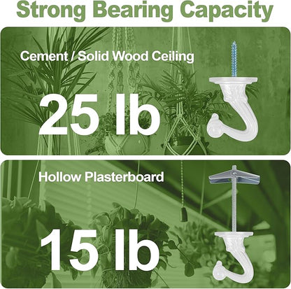 Aidoclip Ceiling Swag Hook Sets - Heavy Duty Hooks with Mounting Hardware for Hanging Plant, Ceiling or Extender Chains - Easy Install with Screws/Brackets (10 pcs - White)
