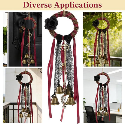 Witches Bells for Door Protection - Handmade Witch Bells Door Knob Wind Chimes Hanging Witchcraft Supplies Wiccan Decor, Unique Gifts for Witches. Magic Wreath Decor Witchy Accessories