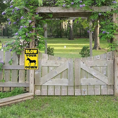 Funny Slow Down Signs for Neighborhoods - Vintage Slow Your Donkey Down Metal Tin Signs Warning Yard Decor Road Drive Slow Sign 8x12 Inch