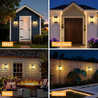 btfarm Solar Fence Lights Outdoor, Motion Sensor Outdoor Lights Waterproof, Retro Metal Glass LED Deck Lighting Solar Powered for Outside Front Door Garden Shed Patio Backyard Decor, 2 Pack