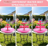 3.5W Solar Fountain Pump for Bird Bath, 3-Tier Red Solar Water Pump with 8 LED Lights, 32.8FT Power Cord and Adapter Included, Dual-Powered for 24/7 Use for Garden, Pond, Pool, Fish Tank and Lawn
