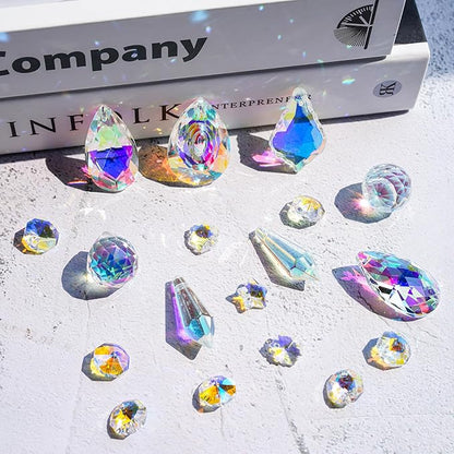 H&D HYALINE & DORA 215pcs DIY Crystal Suncatcher Kits for Adults Art Crafts Set with Rainbow Maker Prisms Pendant Sun Catchers Hanging Decor for Window Garden Wedding, Gold