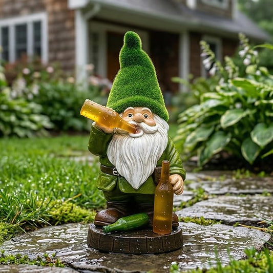 Topadorn Solar Gnome Garden Decor, Garden Gnome Sculptures with Solar LED Lights, 12'' Resin Outdoor Figurine for Yard Patio Decor Lawn Ornaments Porch Gifts