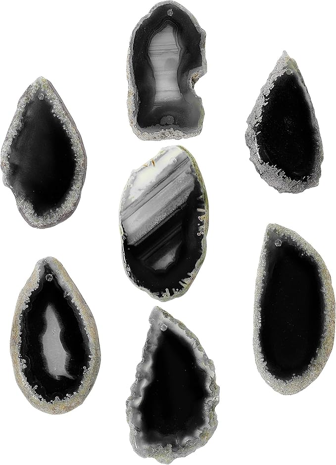 Cozy Tower Agate Wind Chimes for Outside Unique, Outdoor Home Garden Decor Geode Hanging Decorations, Black Agate