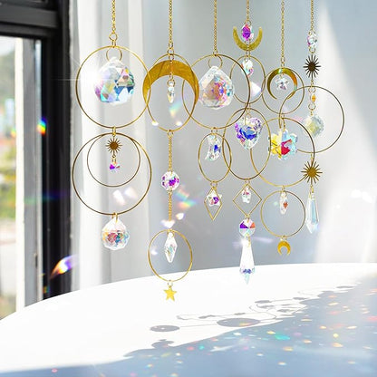 H&D HYALINE & DORA 6PCS Crystal Suncatcher Hanging Sun Catcher with Crystals Chain Pendant Ornament Crystal Balls for Window Home Garden Decor