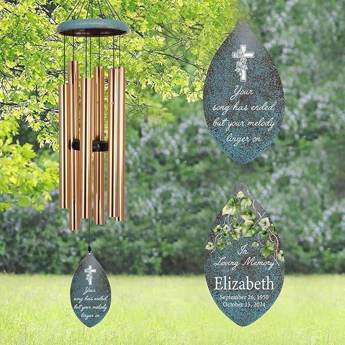 ASTARIN Personalized Memorial Gifts Wind Chimes, Sympathy Customized Wind Chimes in Loving Memory of Dad/Mom, Memorial Gifts for Loss, 35inch Wind Chime Deep Tone for Outdoor, Produced in USA