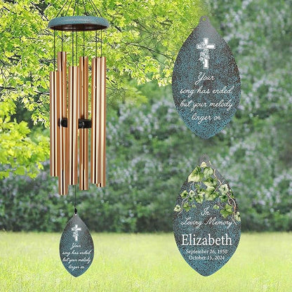 ASTARIN Personalized Memorial Gifts Wind Chimes, Sympathy Customized Wind Chimes in Loving Memory of Dad/Mom, Memorial Gifts for Loss, 35inch Wind Chime Deep Tone for Outdoor, Produced in USA