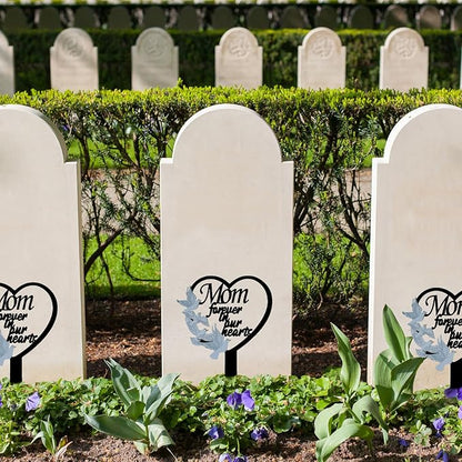 11 inch Metal Mom Memorial Stake Grave Decorations for Cemetery Gravesite Sympathy Markers Waterproof Memorial Gifts for Loss of Mother Tombstones Plaque Outdoors Lawn Yard Decor