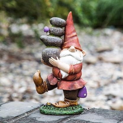 Ivy Home Gnome Statue Outdoor Decor Statue for Garden Decorative, Gnome Carried Stones