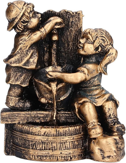 Pwshymi Little Boy Girl Playing Water Statue Standing Sculpture Fountains Outdoor Water Fountains Garden Fountains Outdoor Ornament for Home Decoration Art