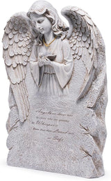 basen Memorial Angel Statue for Grave, Praying Angel Garden Statue with Engraved Message, Resin Cemetery Decoration for Outdoor Yard Lawn, Remembrance Angel Figurine Sympathy Gift