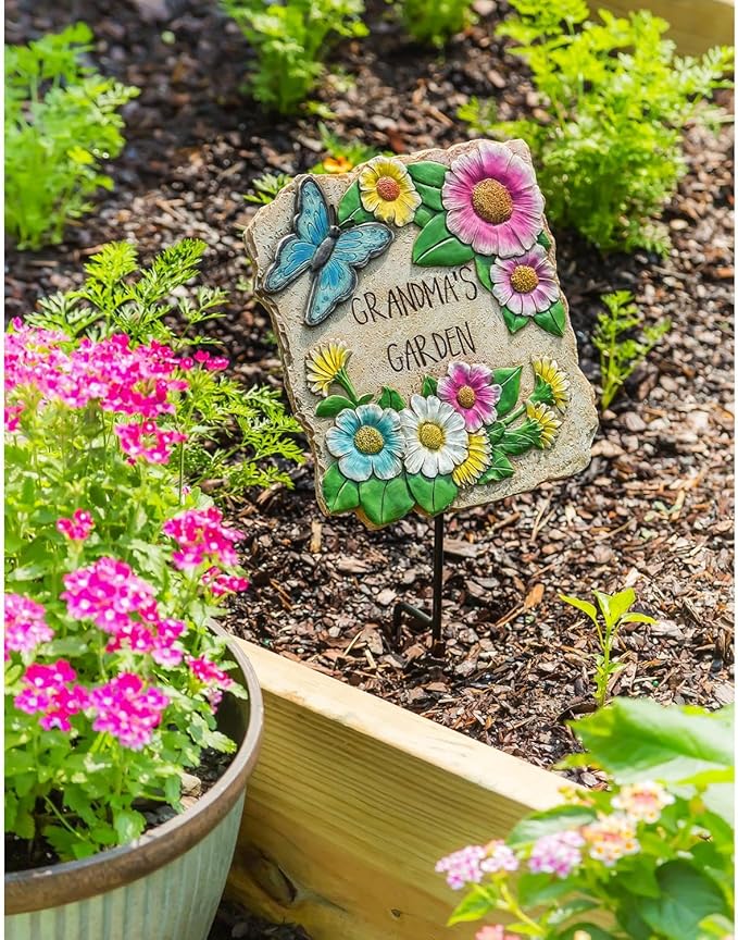 Grandma's Garden Flower and Butterfly Stepping Stone - Outside Décor