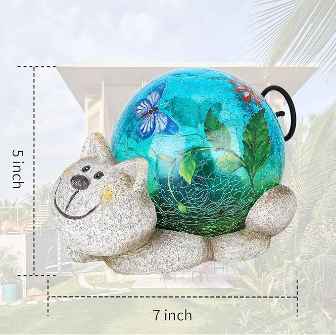 Solar Garden Statues Outdoor Decor - Cat Outdoor Statues with Solar Lights Resin Cat Sculptures for Yard Art Lawn Ornaments, Valentines Day Gifts, Housewarming Garden Gifts